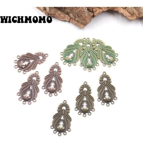 2020 New 6pcs/bag 39*22mm Retro Zinc Alloy Water Drop Flowers Connector Charms for DIY Necklace Earrings Jewelry Accessories