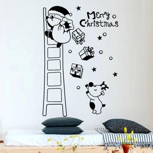 2021 Christmas Santa Claus wall stickers home decor living room decoration accessories #W0
