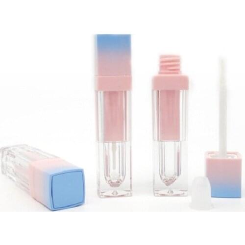 25 pcs/lot 5 ML Lip Gloss Packaging Empty Plastic Pink Blue Gradient DIY Cosmetic Containers Square Lipstick Lip Gloss Tubes