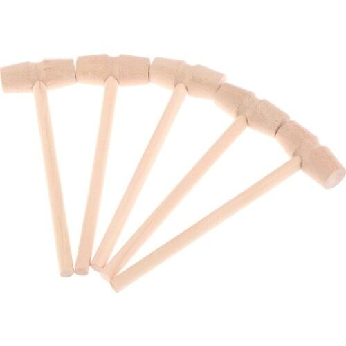 5PCS Wooden Hammer Mallet Crab Lobster Seafood Crackers, Leather Craft, Jewelry Making Crafts 14x4.2x1.5 cm