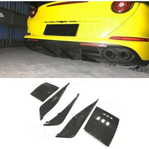 5PCS Car Rear Boot Lip Wing Spoile Carbon Fiber for Ferrari California 2015 FRP