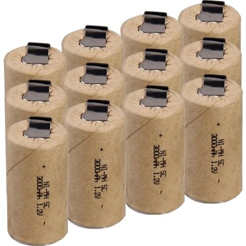 Lowest price 12 piece SC battery 1.2v batteries rechargeable 3000mAh nimh battery for power tools akkumulator