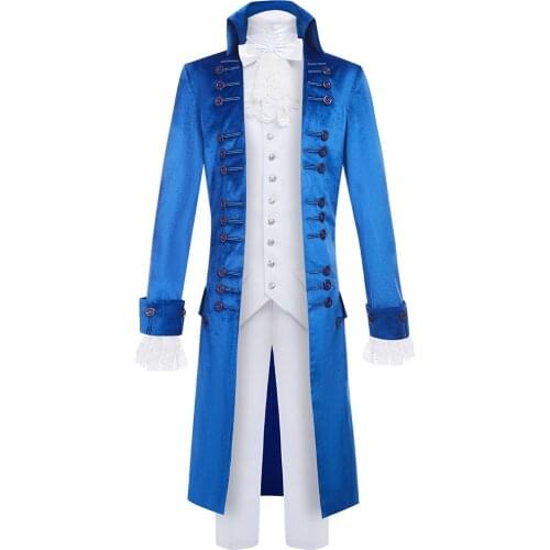Alexander Hamilton Cosplay Costume Musical Rock Opera Concert Man Stage Outfit Halloween Carnival Shows Cloth Trench Blue