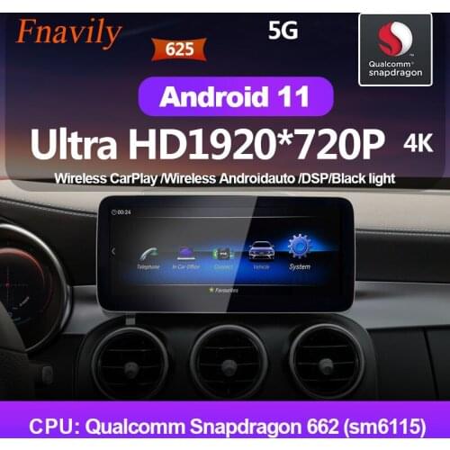 Fnavily Android 11 Car Radio For Mercedes Benz C Class W205 GLC Class X253 W446 NTG5.5 IPS audio Multimedia navigation GPS 12.3"