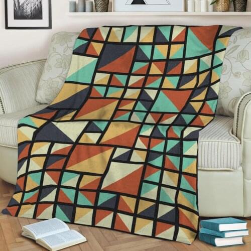 Abstract Geometric Pattern 3D Printed Velvet Plush Throw Fleece Blanket Bedspread Sherpa Blanket Home Decora