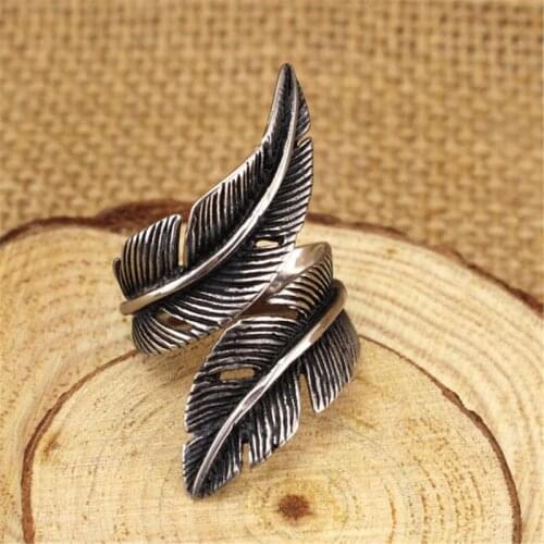Bohemian Vintage Big Feather Rings For Women Lady Men Antique Knuckle Rings Boho Jewelry Anillos