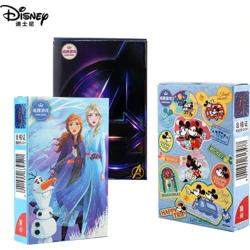 Disney 54pcs Paper playing cards Mickey/Avengers/Frozen Poker Game Exquisite pattern Poker Magic Card Magic Desktop toys