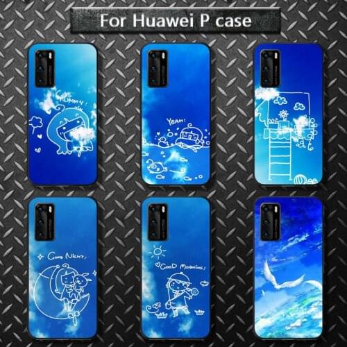 Art blue sky and white clouds Phone Cases for huawei P40 pro lite P8 P9 P10 P20 P30 psmart 2019 2017 2018