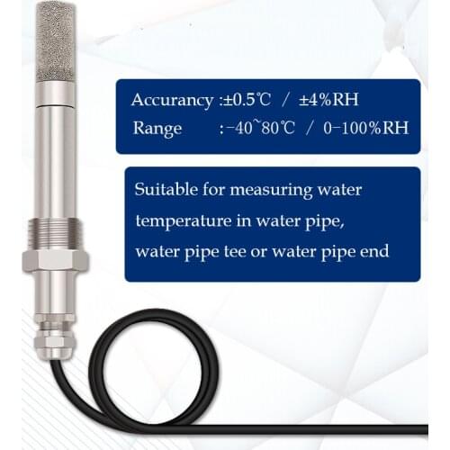 Metal case temperature and humidity sensor with RS485 communication tranform 1/2'' screw thread mounting in pipe