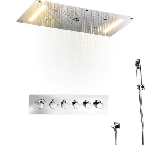 Column ShowerModern Rain Shower System Thermostatic Shower Mixer Large Waterfall Massage Douche Spa Panel Set with hand shower
