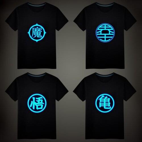 Son Goku Master Roshi Fluorescent Luminous T-shirt Unisex Tops Vest Tees Short sleeve Men T-shirt Children T Shirt