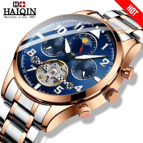 HAIQIN 2019 reloj hombres mens watches top brand luxury mechanical watches Business luxury watch men wristwatch tourbillon Clock