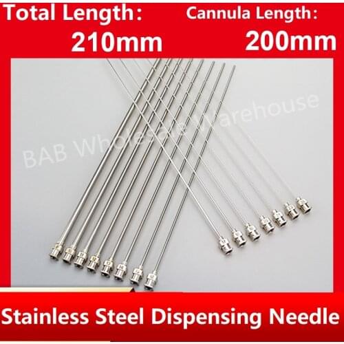 5Pc 200mm Cannula Length Dispensing Needle (8G,10G,11G,12G..25G,26G Optional) Blunt Tip All Metal Glue Dispensing Machine Needle