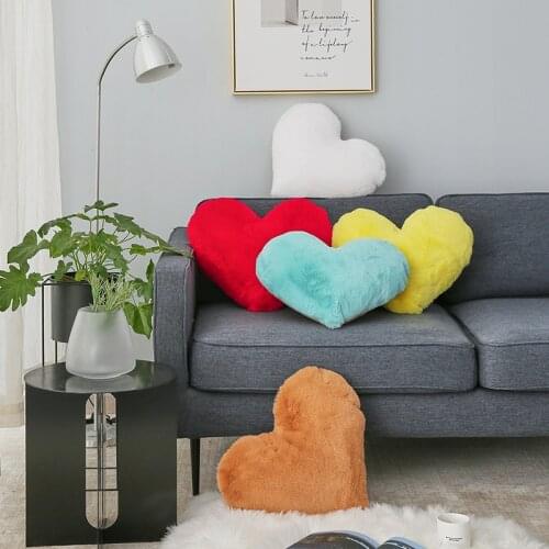 GY4162-2 Heart Style Imitation Rabbit Wool Cushion Case (No Filling) 1PC Home Decor Bedroom Decorative Sofa Car Throw Pillows