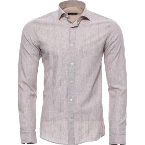 Plaid Beige Slim-Fit Shirt Wessi