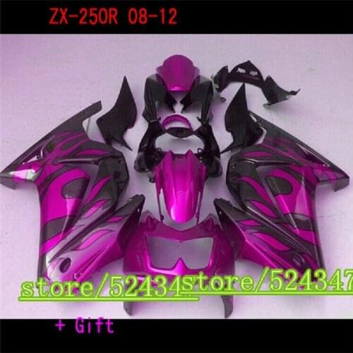Custom Injection fairing kits for KAWASAKI Ninja 250 2008-2014 ZX 250R ABS motorcycle fairings EX250 08-14 black purple flames