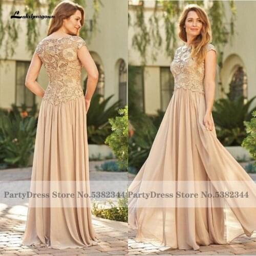 Lakshmigown Vintage Champagne Lace Mother Of The Bride Dress 2020 Vestidos Elegant Women Long Evening Dinner Party Dresses