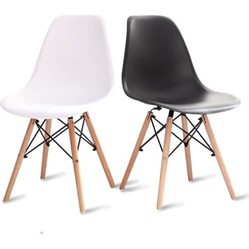 Fashiom Modern Design Dining Side Chair With Wood Legs/ Plastic Classic Loft Cafe Chair/ Dining Room Furniture Chair-2PCS LOT