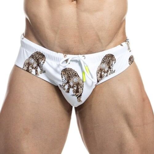 Mens Swimming Trunks Low Waist Bikini Panties Sexy Nylon Cartoon Swimsuit Quick-Drying Push Pad Shorts Beach Swimming Surf