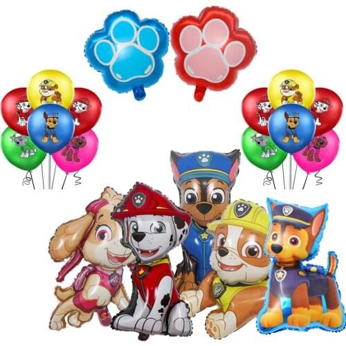 Paw patrol dog Birthday toy set Chase Marshall Sky Rubble Latex balloon Party decoration Boy girl child Gift toys