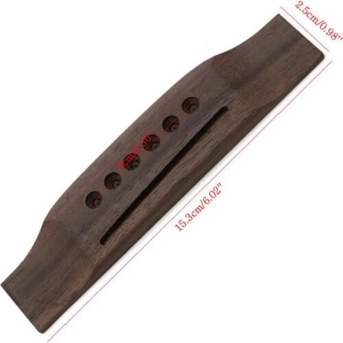 1pc New 6 String Rosewood Saddle Thru Guitar Bridge For Acoustic Guitar Folk Drop Shipping