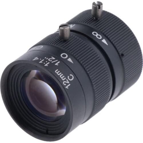 1/2" HD 12mm F1.4 CS C Mount Fixed Focus Prime Lens for CCTV Security Camera