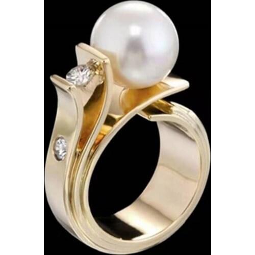 Originality Design Pearl Hold Ring Gold Brand Luxury Ring Womans Nobility Jewelry Cocktail Party Birthday Gifts