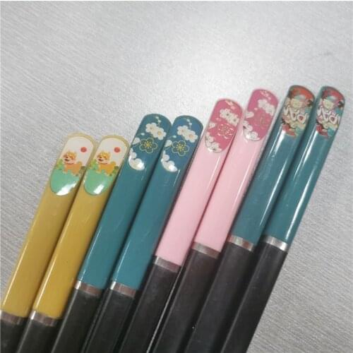 New 23cm High Quality Safe Print Cherry Blossom/pet Reusable Alloy Chopsticks Sushi Tools Food Sticks Kitchen accessories Supply