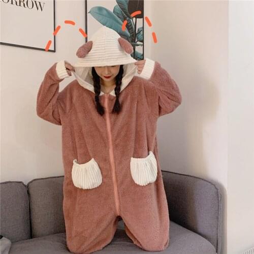 Autumn Winter Women Long Sleeve Piece Pajamas Nightgown Flannel Nightgowns Sweet Girls Sleepwear Cute Princess Coral Fleece 1475