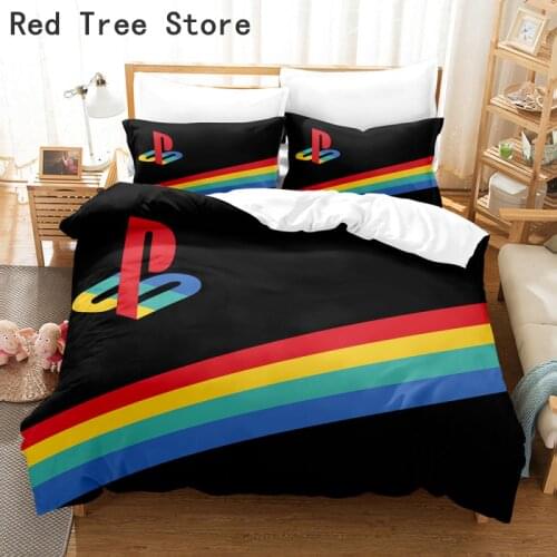 Rainbow Playstation Joypad Printed Duvet Cover with Pillowcase Twin Full Queen King Size Kids Boy Bedding Set Home Textile Decor