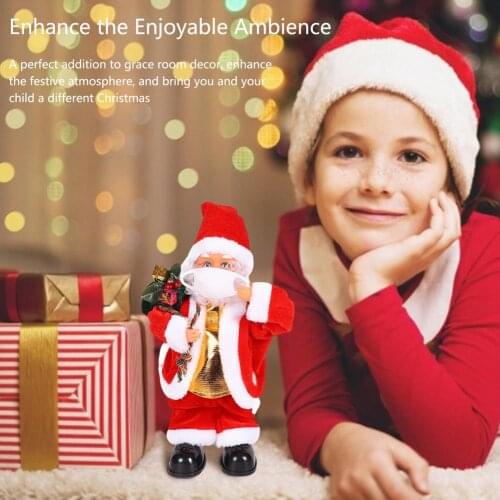 Christmas Santa Claus Plush Toy Electric Singing Santa With Mask Doll Children Gifts Christmas Room Living Room Decoration