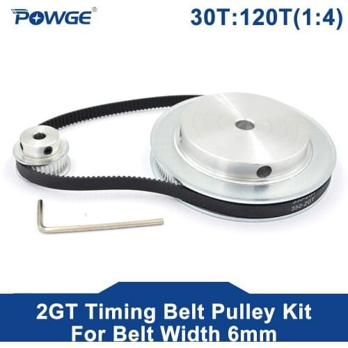 POWGE 2GT/2MGT 30Teeth 120Teeth Synchronous Timing Pulley Bore 5-25mm 30T:120T 1:4 Speed Ratio for 350-2GT Belt Width 6/9mm Kit