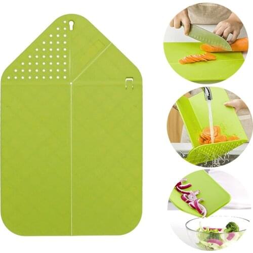 Foldable Cutting Board Veggies & Fruit Cuter Board BPA-Free Plastic Multifunctional Vegetable Rinse & Strainer Kitchen Tool