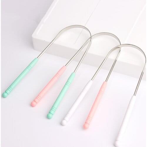 1Pcs New Tongue Scraper Stainless Steel Oral Tongue Cleaner Keep Fresh Breath Brush Tongue Toothbrush Oral Hygiene Care Tools
