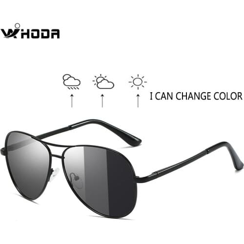 Mens Photochromic & Polarized Pilot Metal Sunglasses , Male Discoloration UV400 for Day & Night Driving Sun Glasses S7751