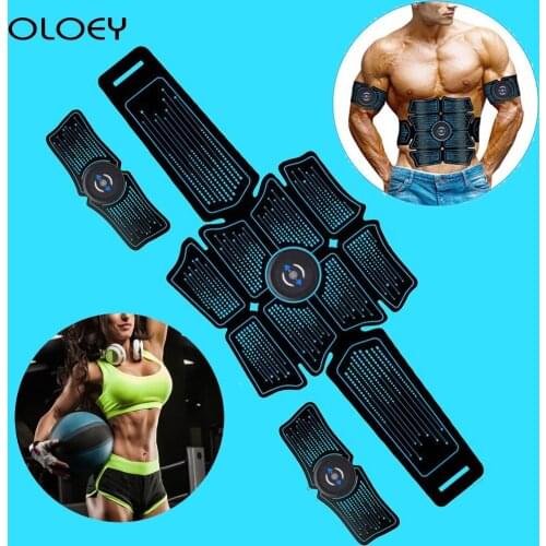 EMS Abdominal Muscle Stimulator Toner Rechargeable Smart Fitness Gear USB Charged Electrostimulation Exercise Home Gym Equipment