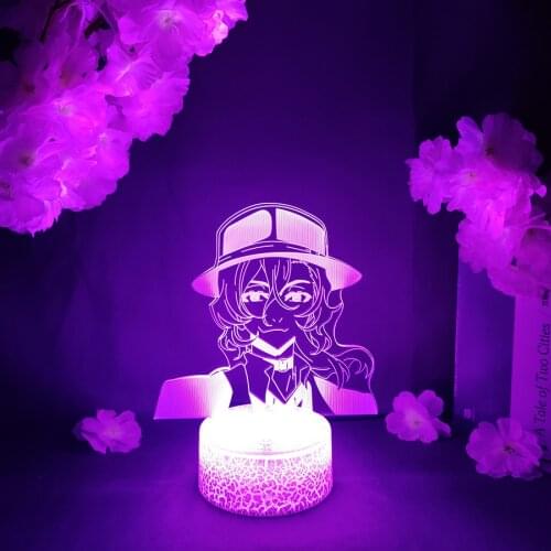LED Light Anime Avatar Bungo Stray Dogs Nakahara Chuuy Acrylic Night Lamp RGB Flashing Cool Gift 3D Light Children Bedroom Decor