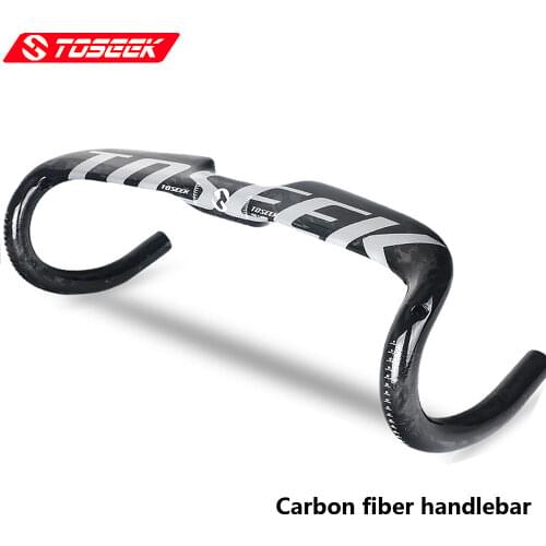 TOSEEK UD Glossy Full Carbon Handlebar Road Bike Carbon Handlebar Drop Bar Bicycle stem Road Bicycle Parts 31.8X400/420/440mm