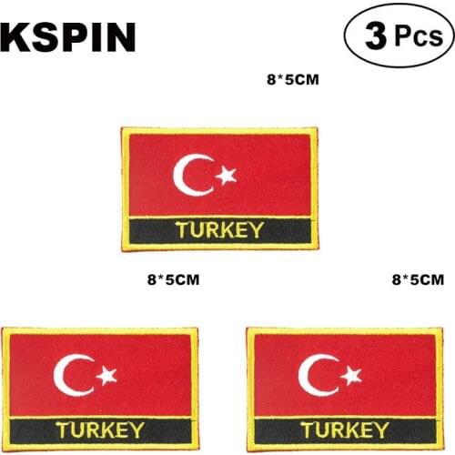 Turkey Rectangular Shape Flag patches embroidered flag patches national flag patches for clothing DIY Decoration