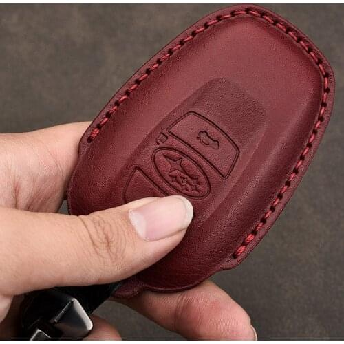 High Quality Car Leather Key Holder Cover Case For Subaru XV BRZ Forester 2019 Legacy Outback key holder Accessories