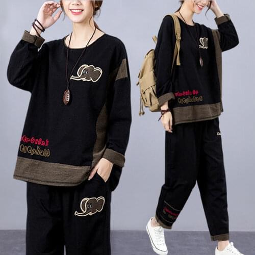 Woman Casual Loose Print Sweatshirt and Harem Pants Female Tracksuit Plus Size 5XL 2 Piece Sets Ladies Sweatsuit Outfit H1278