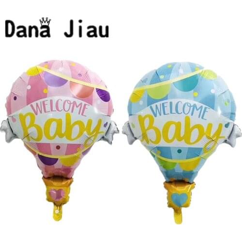 1pc 62*79cm Welcome Baby Pink Blue Hot Air Balloon Baby Shower Theme Foil Balloons Kids Birthday Party Wedding Decor Supplier