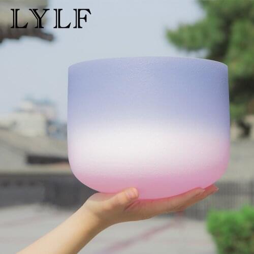 10 Inch A Note Third Eye 440hz 432hz Navy Blue Indigo Light Pink Third Eye Chakra Quartz Crystal Singing Bowl