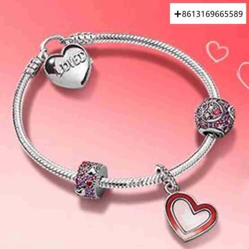 100% 925 Sterling Silver 2019 Valentines Day Gift B801094 Shape of My Heart Bangle Gift Set