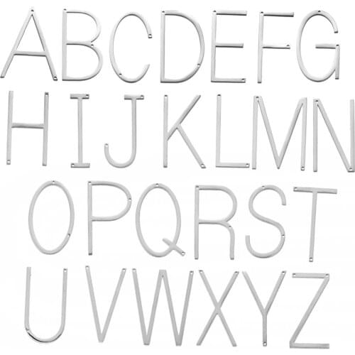 26pcs/lot Stainless Steel High Polish Cut Out Alphabet Charms DIY Initials From A-Z Two Holes Necklac Pendant Accessories