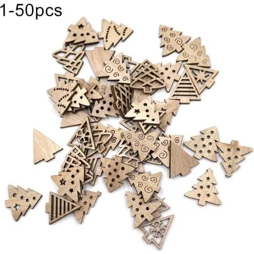 50Pcs Wood Bird Flower Christmas Tree Elk Candy Cane Ornament Holiday Xmas Decor