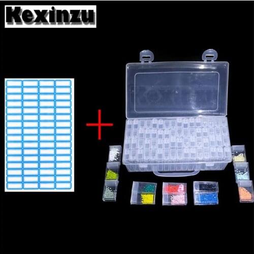 64pcs Diamond Painting Cross Stitch Tools Beads Container Daimant Embroidery Stone Storage Accessory Mosaic Box Free sticker