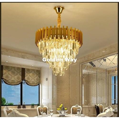 Free Shipping Modern D45cm Golden Luxury European Top K9 Clear Crystal Pendant Light Hotel Hall Living Room Dining Room Lights