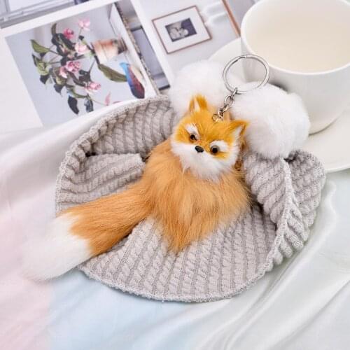 2019 Spring Winter Cartoon Cute Pom Pom Plush Animal Cartoon Fox Keychain Car Accessories Fashion Women Bag Charms Toys Dolls