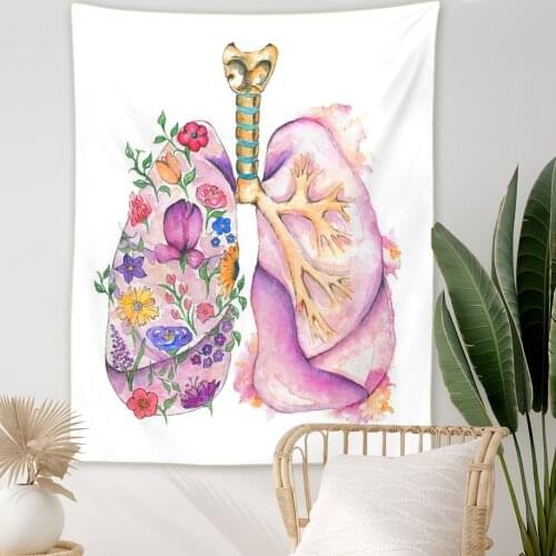 Human Heart Tapestry Blooming Tree Leaves Tapestries Flower Concept Fabric Wall Hanging Floral Decor Bedroom Living Room Dorm